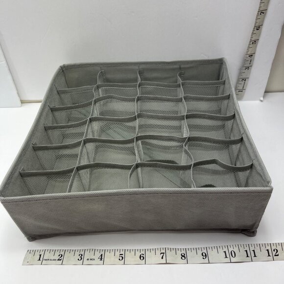 (2) Foldable Gray 24-Compartment Drawer Organizer/Socks/Underwear/Storage 15a - Picture 3 of 6